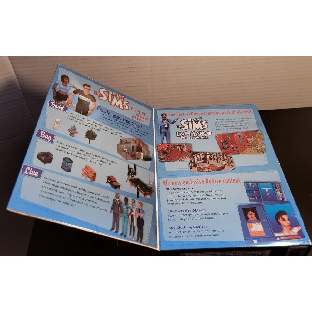 VINTAGE The Sims Deluxe Edition Hot Date PC Game Lot Big Box 2001 CIB